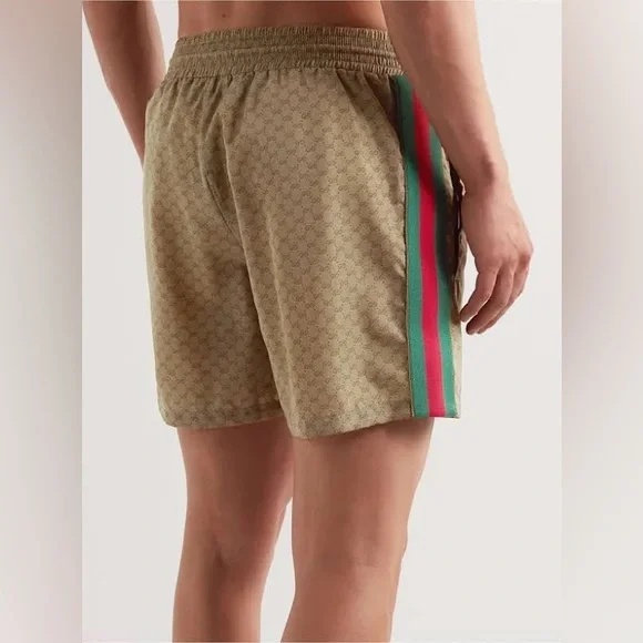 GUCCI
Slim-Fit Mid-Length Logo-Print Striped Swim Shorts - Picture 2 of 11